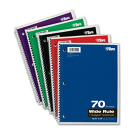 TOPS Tops TOP65000 Wirebound Notebooks;Wide Rld;92GE;10.5 in. x 8 in.;70 Shts;Ast 65000